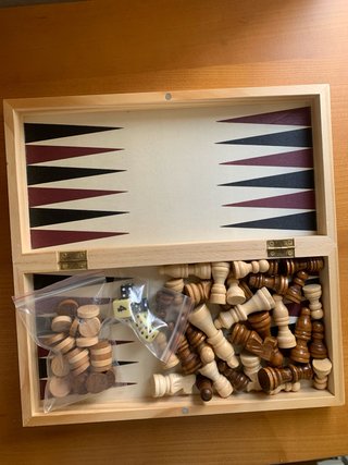 Juego de mesa 3 en 1: Ajedrez, Damas, Backgammon