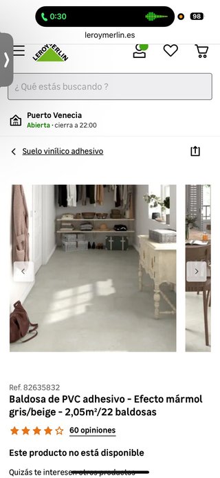 Baldosa PVC Adhesiva Mármol/Microcemento