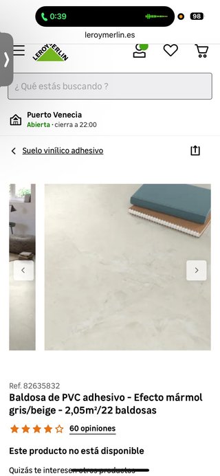 Baldosa PVC Adhesiva Mármol/Microcemento