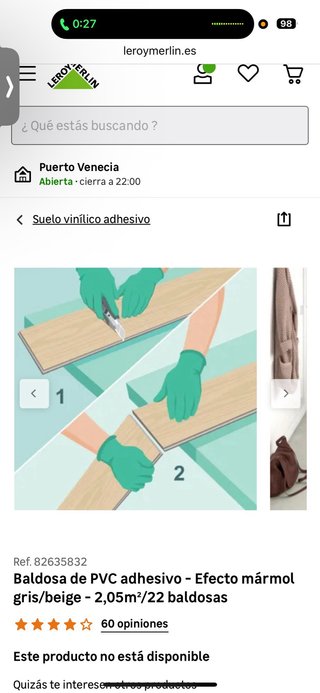 Baldosa PVC Adhesiva Mármol/Microcemento