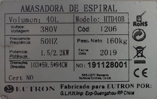 Amasadora Espiral 40L + 10L
