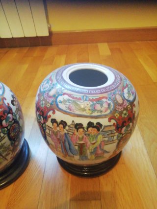 Jarrón de cerámica japonés multicolor