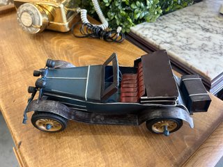 Coche de Época Vintage Metal Azul-Marrón