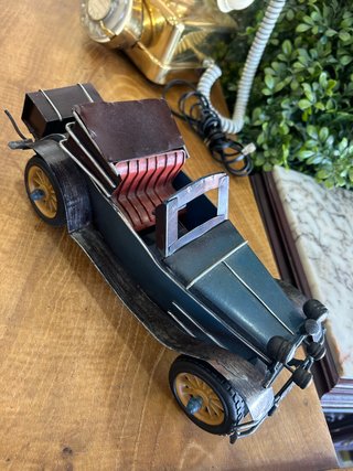 Coche de Época Vintage Metal Azul-Marrón