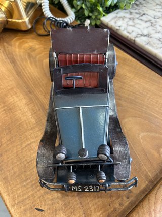 Coche de Época Vintage Metal Azul-Marrón