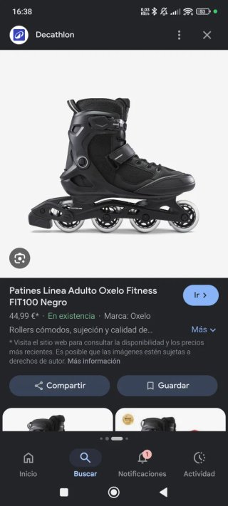 Patines Oxelo  Negro Talla 43 con protecciones