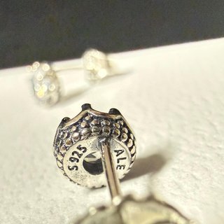 Brincos Pandora Prateados com Brilhante