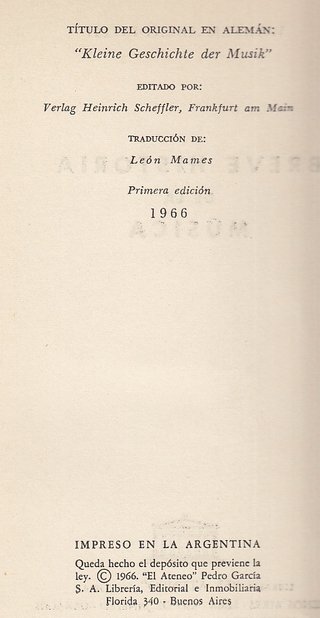 Walter Abendroth. Breve Historia de la música