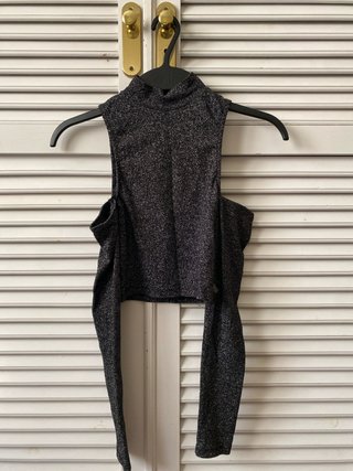 Top Pull&Bear Negro Plateado
