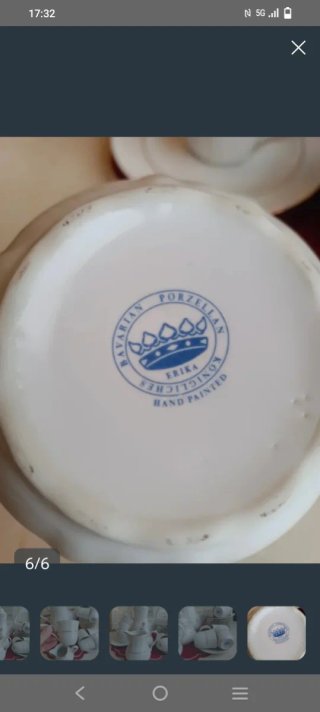 Juego de café  porcelana blanco y oro