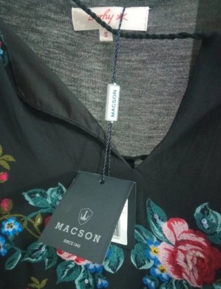 NUEVA MACSON Camiseta Manga Larga Bordada Talla S