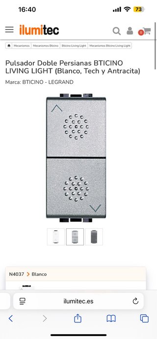 Pulsador Doble Persianas BTicino Living Light TECH