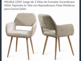 Juego 2 Sillas Comedor Tela y Madera