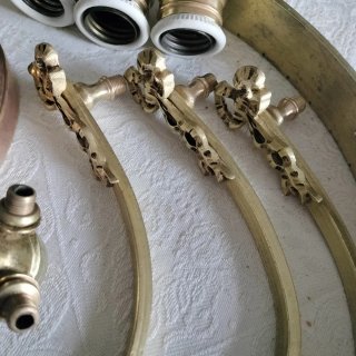 LAMPARA ANTIGUA BRONCE Y CRISTAL