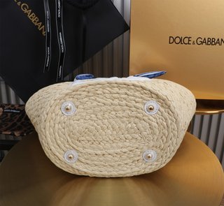 Borsa Dolce & Gabbana intrecciata beige e blu