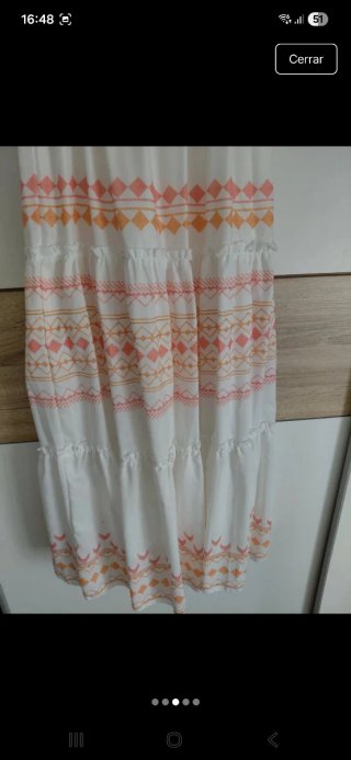 Vestido largo blanco con nido abeja y forro.NUEVO