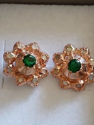 Orecchini argento e oro 9kt diamanti e spinelli ve