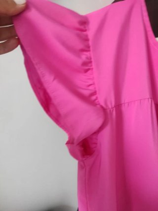 Vestido rosa volantes talla única