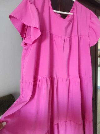 Vestido rosa volantes talla única