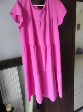 Vestido rosa volantes talla única