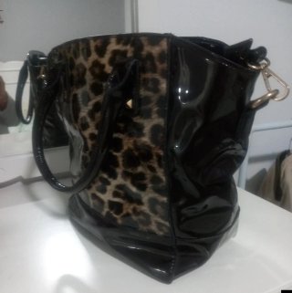 Bolso leopardo negro y marrón