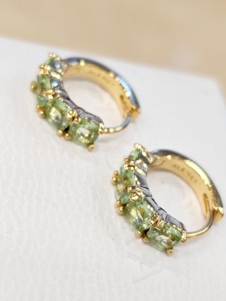 Pendientes Pandora Aro Dorado con Piedras Verdes