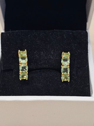 Pendientes Pandora Aro Dorado con Piedras Verdes