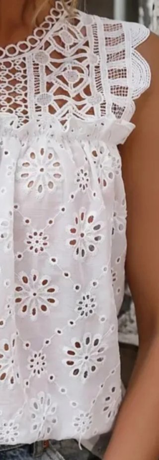 Blusa encaje blanca sin etiqueta Talla XL