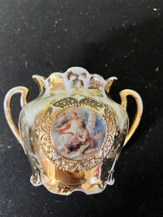 Juego de café porcelana antiguo dorado