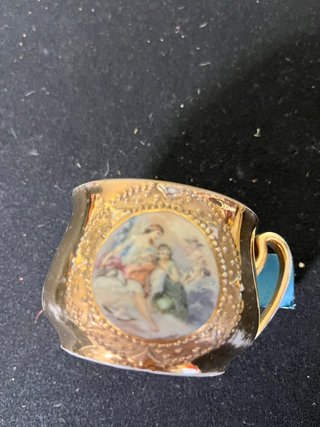 Juego de café porcelana antiguo dorado