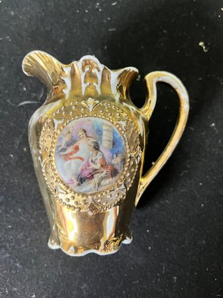 Juego de café porcelana antiguo dorado