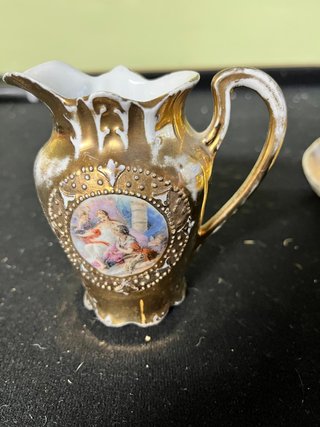 Juego de café porcelana antiguo dorado