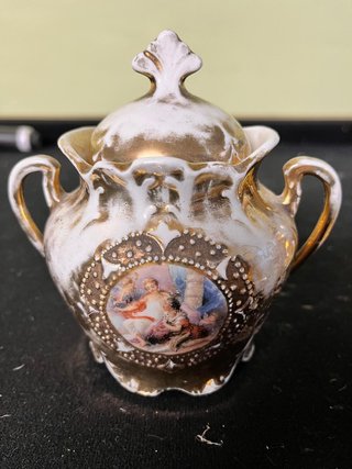Juego de café porcelana antiguo dorado