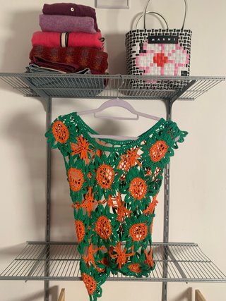 Camisa Crochet Verde y Naranja Talla Única