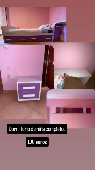 Muebles de dormitorio: cabecero, canapé, 2 mesitas