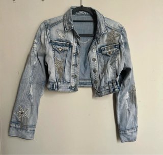 Chaqueta Denim Corta Estrellas Brillantes