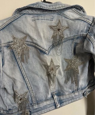 Chaqueta Denim Corta Estrellas Brillantes