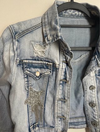 Chaqueta Denim Corta Estrellas Brillantes