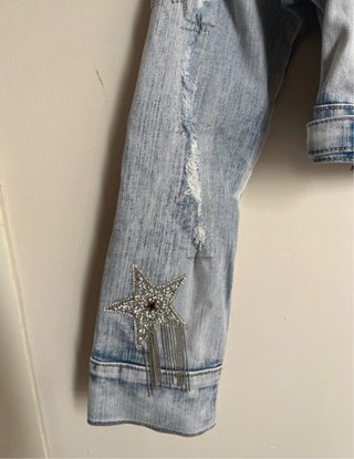 Chaqueta Denim Corta Estrellas Brillantes