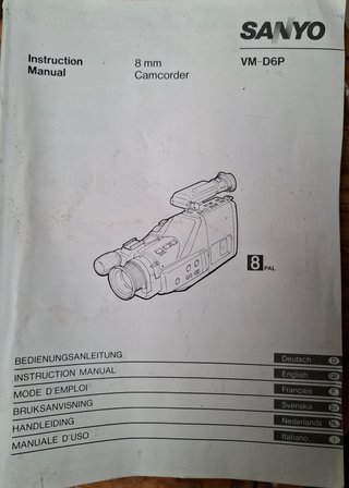 Videocámara Sanyo VHS 8 m.m. VM-D6P