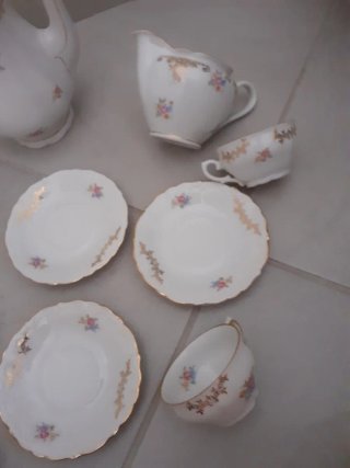 Servizio caffè porcellana decorato oro