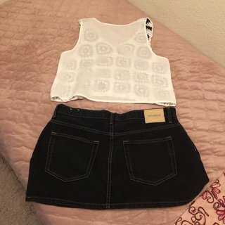 Rebajadísimo Falda vaquera negra y top crochet