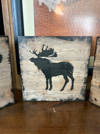 Set 3 Quadri Rustici in Legno con Animali