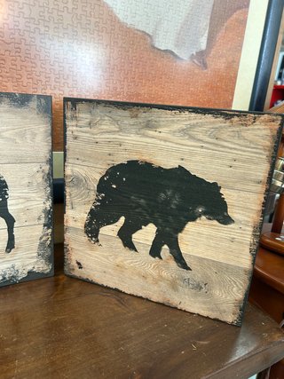 Set 3 Quadri Rustici in Legno con Animali