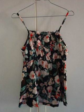 Top Tezenis floreale nero multicolor