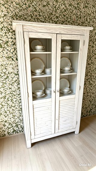 Vitrina madera envejecida blanca