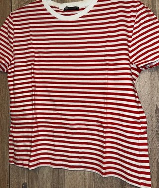 Camiseta Zara Rayas Rojas Talla L