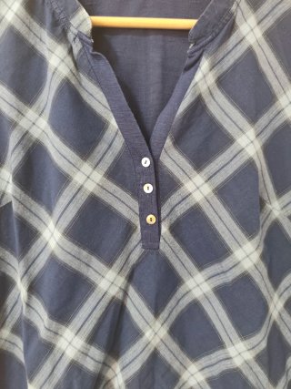 Blusa cuadros azul mujer Cortefiel