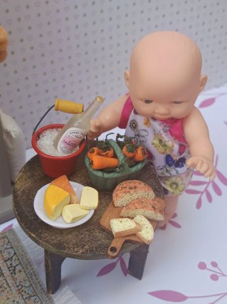 Puesto de mercado miniatura con accesorios