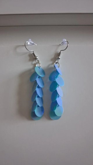 Pendientes largos lentejuelas azules